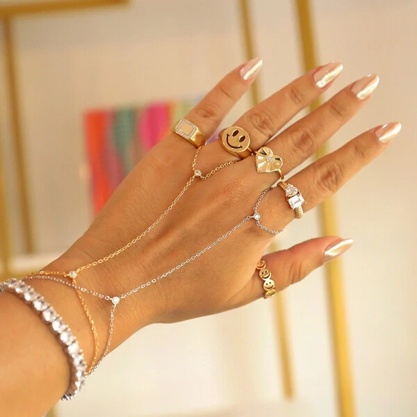 Pulseira de Mão Prata 925 Slim Moissanites