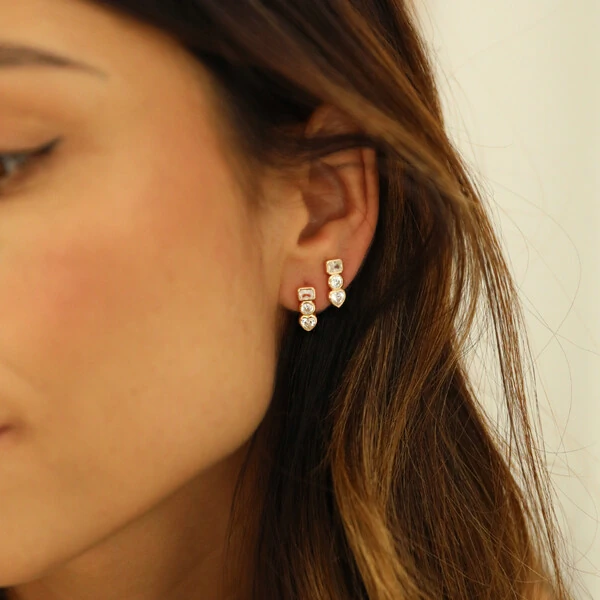 Brinco Prata 925 Formas Inglesa Ouro