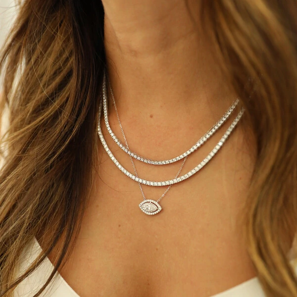 Colar Prata 925 Marquise Moissanite 6x12 mm