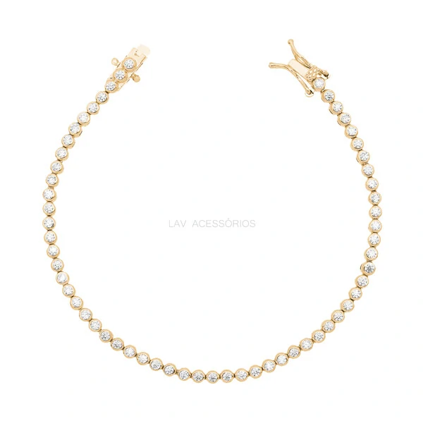 Pulseira Prata 925 Riviera Cravação Inglesa Slim Ouro