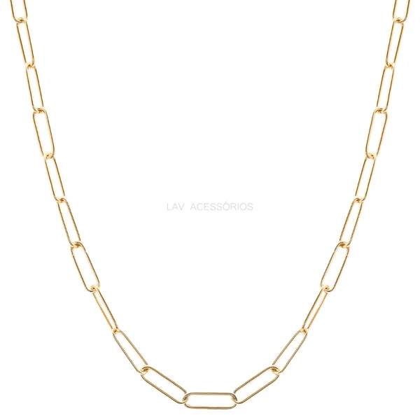 Colar Prata 925 Corrente Cartier Elos Arredondados Ouro