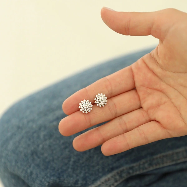 Brinco Prata 925 Solitário Fancy Chuveiro Moissanite