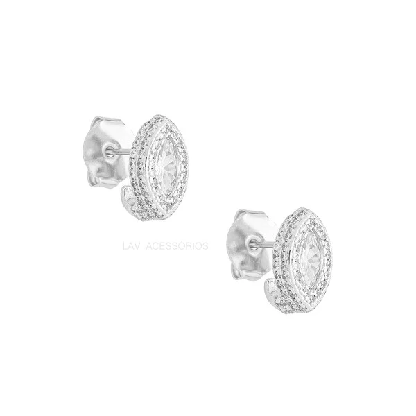 Brinco Hold Cravejado Navete Cristal