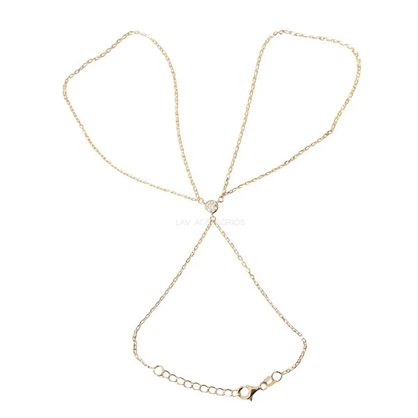 Pulseira de Mão Prata 925 Ponto Moissanite