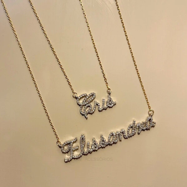 Colar Prata 925 Personalizado Nome Moissanite