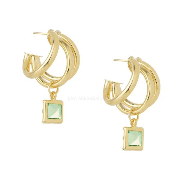 Argola Essence Tripla Nádia Gimenes Verde