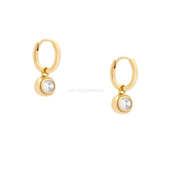 Argolinha Prata 925 Pingente Oval Inglesa Moissanite Ouro