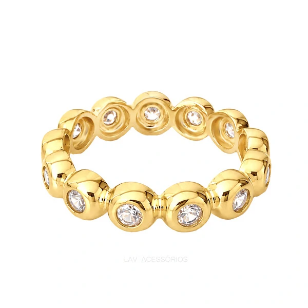 Anel Bubble Cristal Ouro