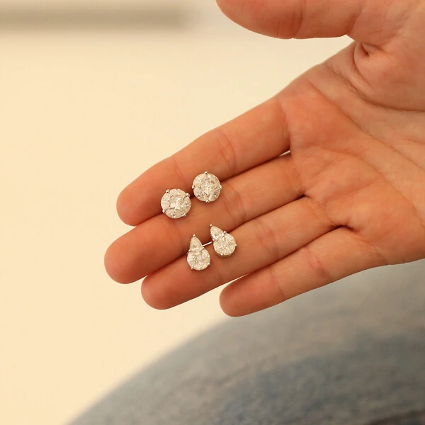 Brinco Prata 925 Ponto Ilusion Moissanite 9,5 mm