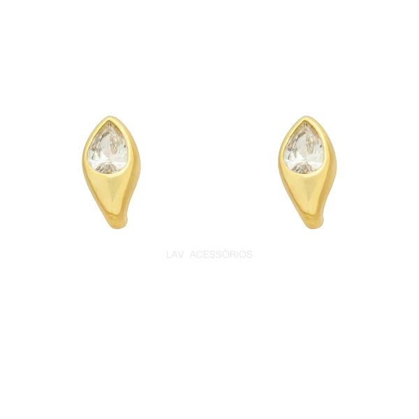Brinco Hold Gotinha Cristal Ouro