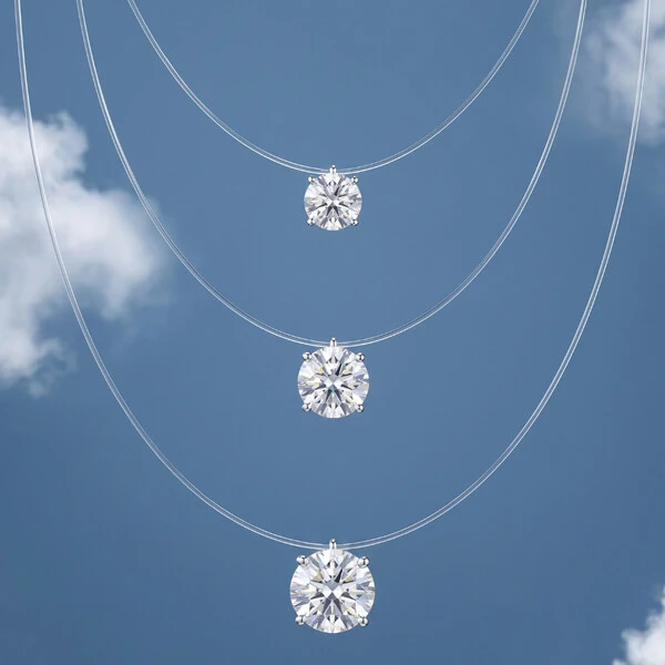 Colar Prata 925 Invisible Ponto 8 mm Moissanite