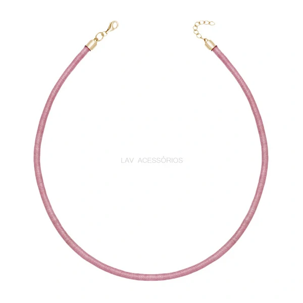 Colar Fio de Seda - Rosa Antigo