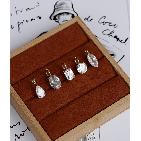 Pingente Invisible Gota Cristal Ouro