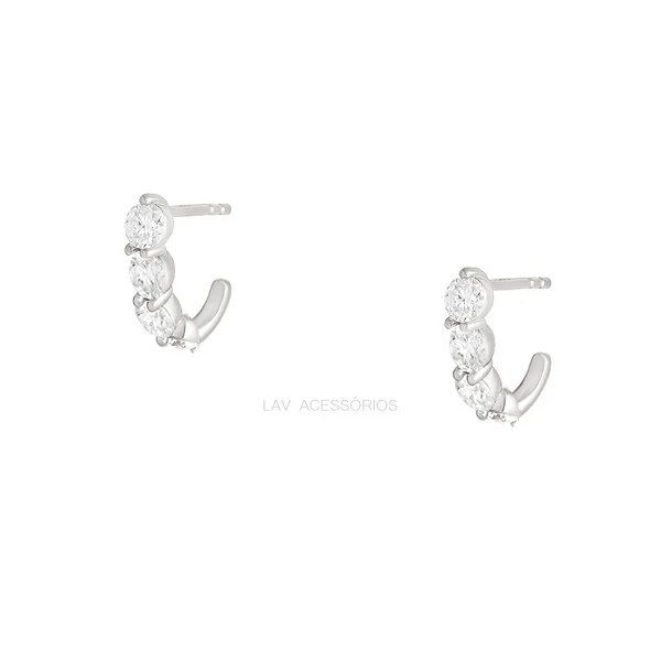 Brinco Prata 925 Shine Hook Moissanite P