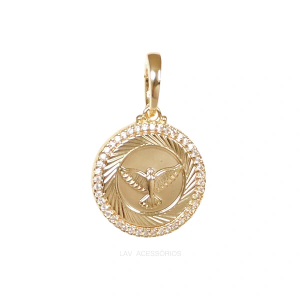 Pingente Medalha Redonda Espírito Santo