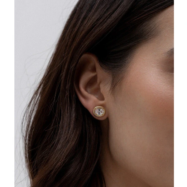 Brinco Golden Oval Cristal Ouro