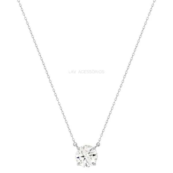 Colar Prata 925 Ponto de Luz Moissanite 8 mm