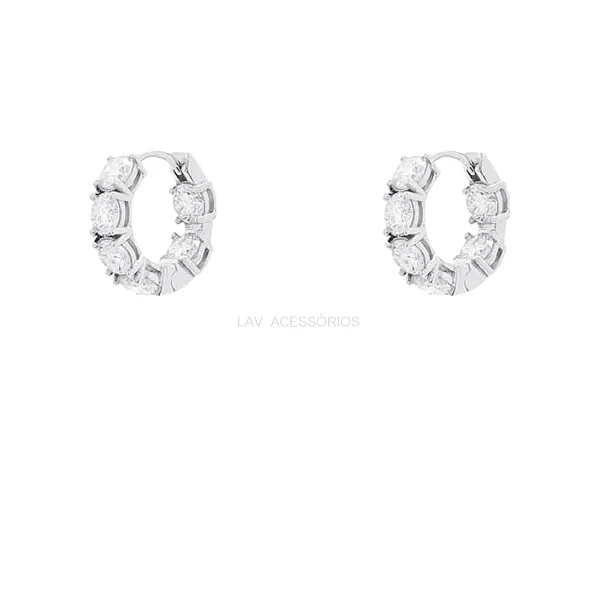 Argolinha Prata 925 Moissanite Cravejada 4,25 mm