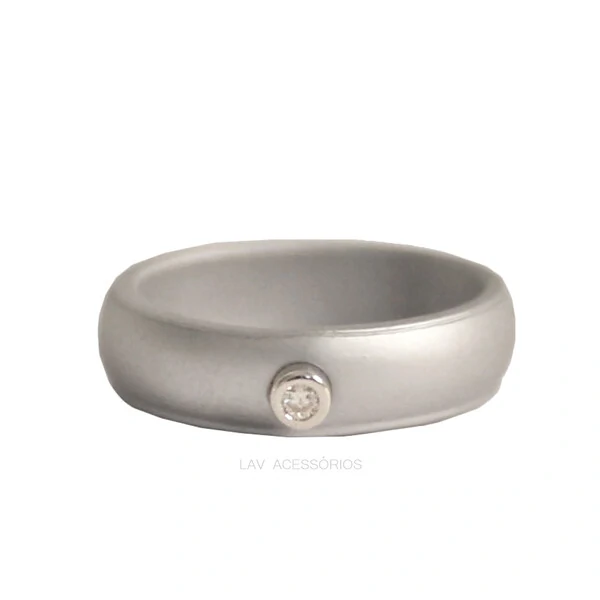 Anel Coolest Color Ponto Moissanite 2mm - Cinza