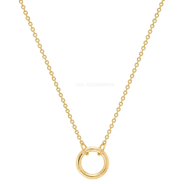 Colar Prata 925 Fecho Redondo Ouro