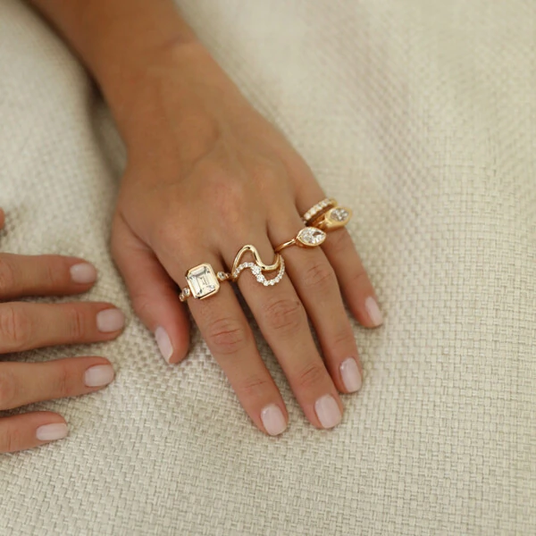 Anel Prata 925 Cravação Inglesa Baguete Grande