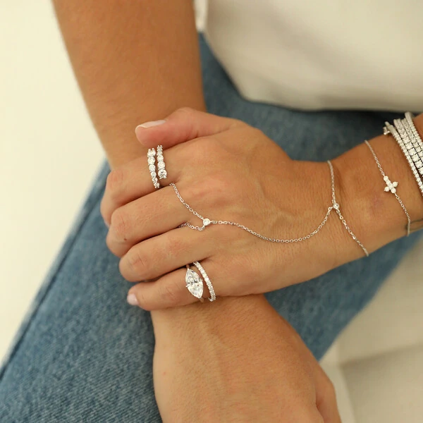 Anel Prata 925 Dedinho Navete Rodio