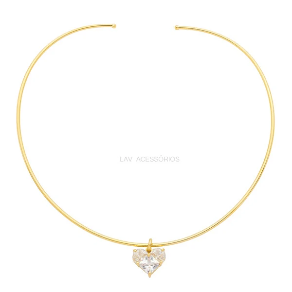 Colar Aro Trend Pingente Coração Ilusion Ouro