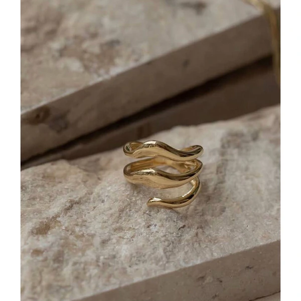 Anel Organic Vazado Voltas Ouro