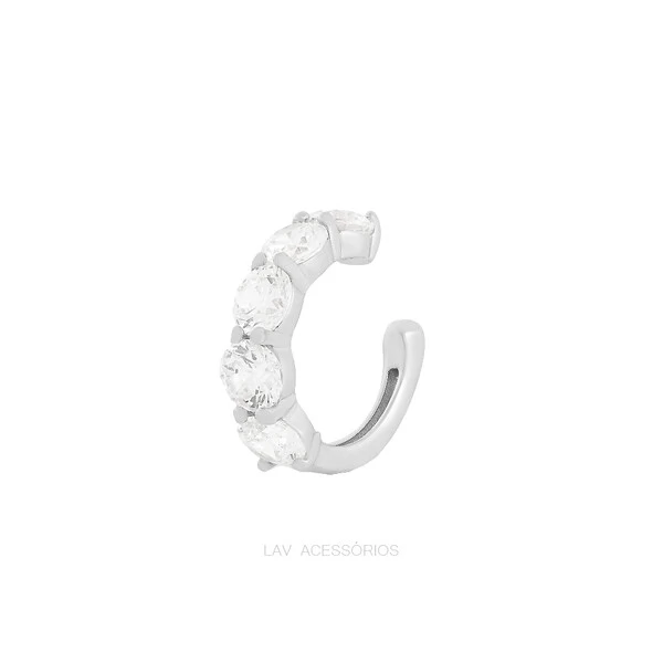 Piercing Fake Prata 925 Cravejado 4 mm