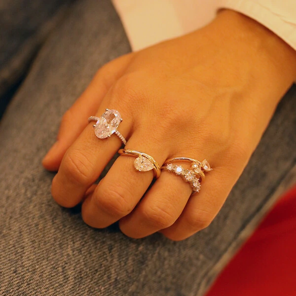 Anel Prata 925 Oval Glam Grande Rodio