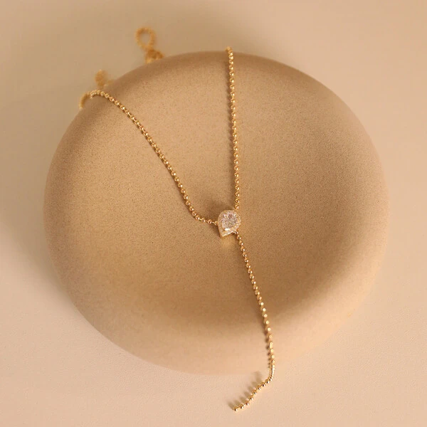 Colar Prata 925 Gravatinha Corrente Bolinhas Gota Ouro