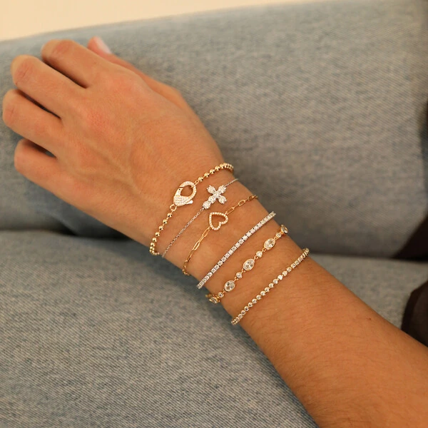 Pulseira Prata 925 Cartier Coração Vazado Ouro