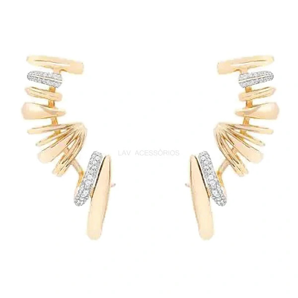 Brinco Prata 925 Ear Cuff Multi Argolas Ouro