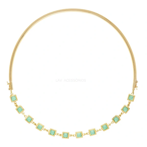 Colar Choker 2 em 1 Íris Nadia Gimenes -Verde
