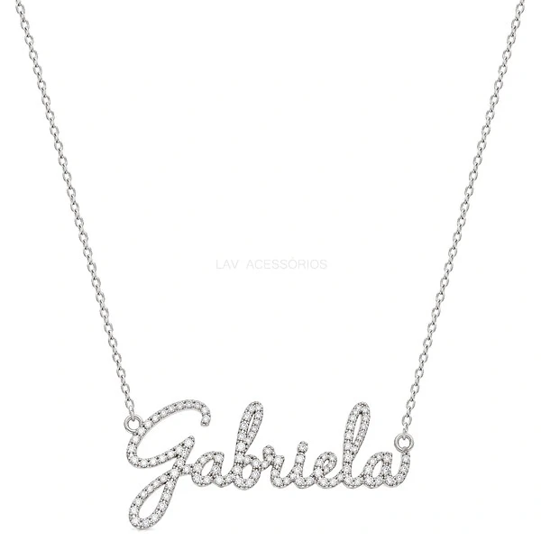 Colar Prata 925 Personalizado Nome Moissanite
