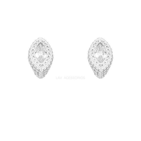 Brinco Hold Cravejado Navete Cristal