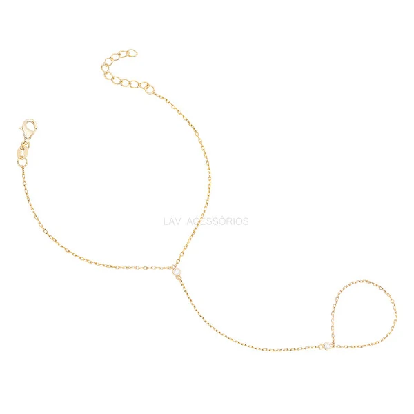 Pulseira de Mão Prata 925 Slim Moissanites
