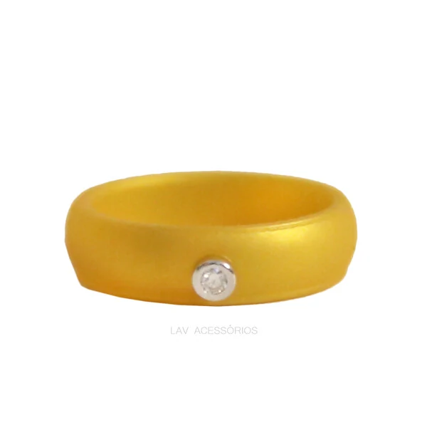 Anel Coolest Color Ponto Moissanite 2mm - Amarelo
