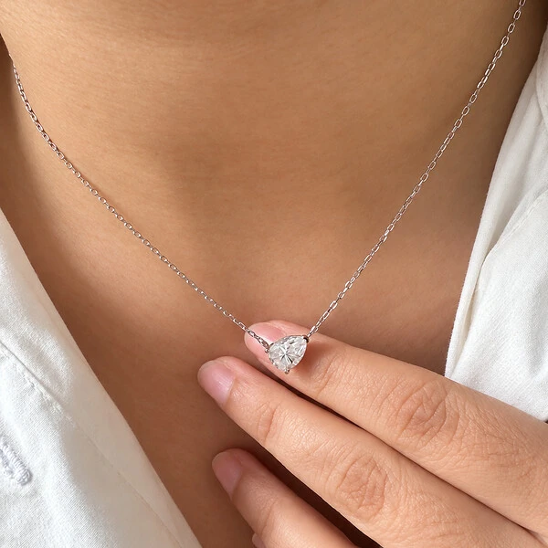 Colar Prata 925 Gota Horizontal Moissanites