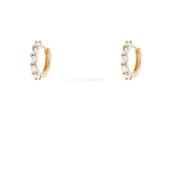 Argolinha Prata 925 Pedras 3 mm Cristal Ouro