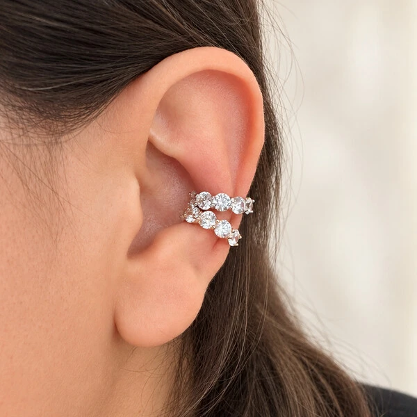 Piercing Fake Prata 925 Cravejado 4 mm Ouro