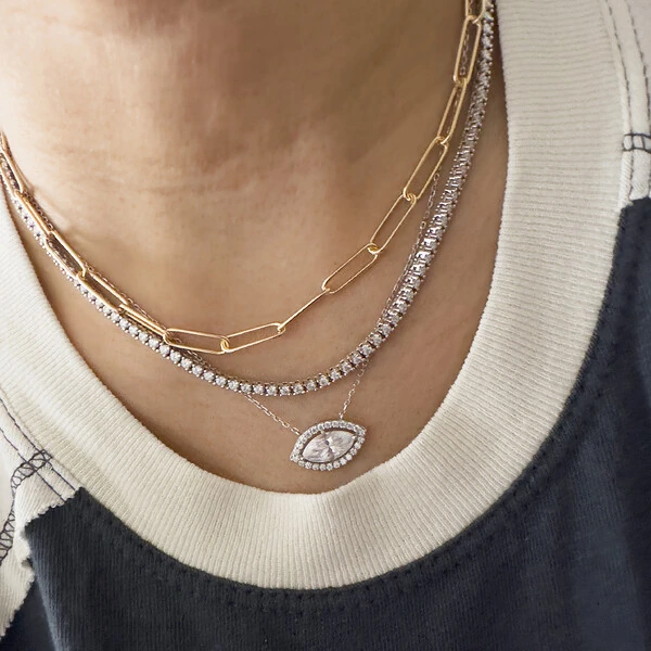 Colar Prata 925 Marquise Moissanite 6x12 mm