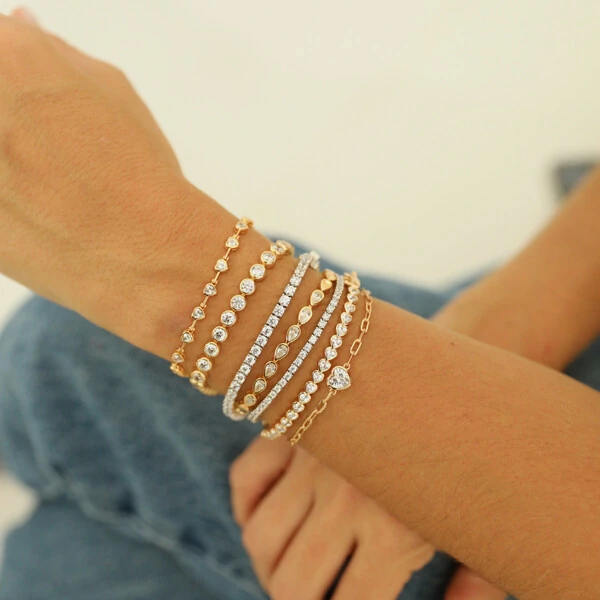 Pulseira Prata 925 Corrente Cartier Coração Inglesa