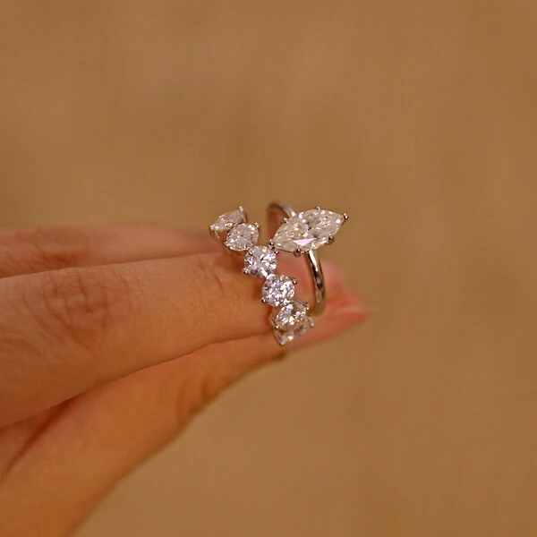 Anel Prata 925 6 Pontos de Luz 5 mm Moissanite