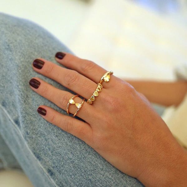 Anel Prata 925 Vazado Duas Gotas Yellow Fancy