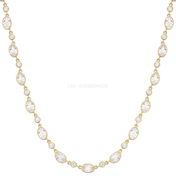 Colar Prata 925 Riviera Inglesa Bianca Shine Moissanite