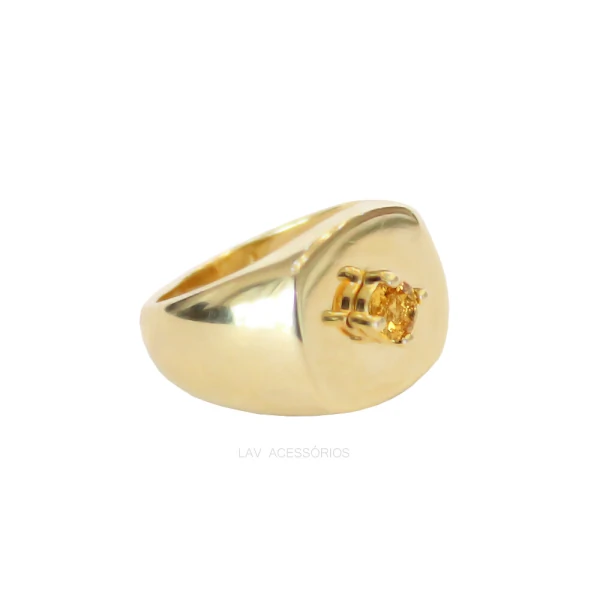 Anel Dedinho Plaquet Shine Bold - Amarelo