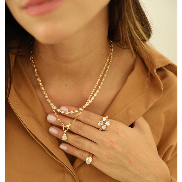 Anel Prata 925 Wrap Cravação Inglesa Gotas