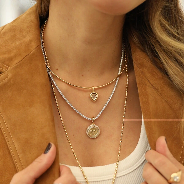 Colar Aro Trend Pingente Triangular Cristal Ouro