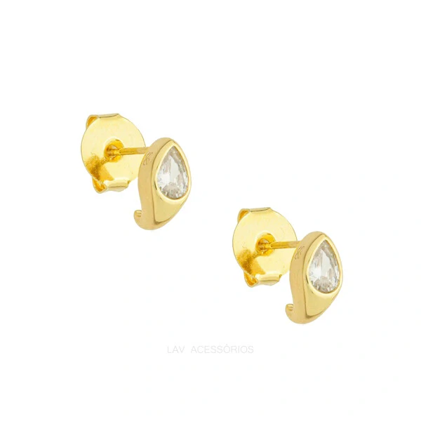 Brinco Hold Gotinha Cristal Ouro